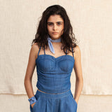 Indigo and White Ziba Outfit - Jacket, Corset & Pants