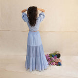 Blue Frost Xenia Outfit - Knotted Top, Short Top & Skirt