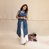 Indigo and White Ziba Outfit - Jacket, Corset & Pants