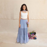 White & Blue Misha Outfit - Top & Skirt