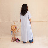 White and Indigo Florin Outfit - Cape & Pants