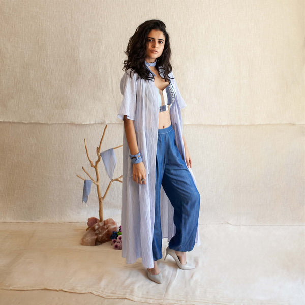 White and Indigo Emma Outfit - Cape & Pants